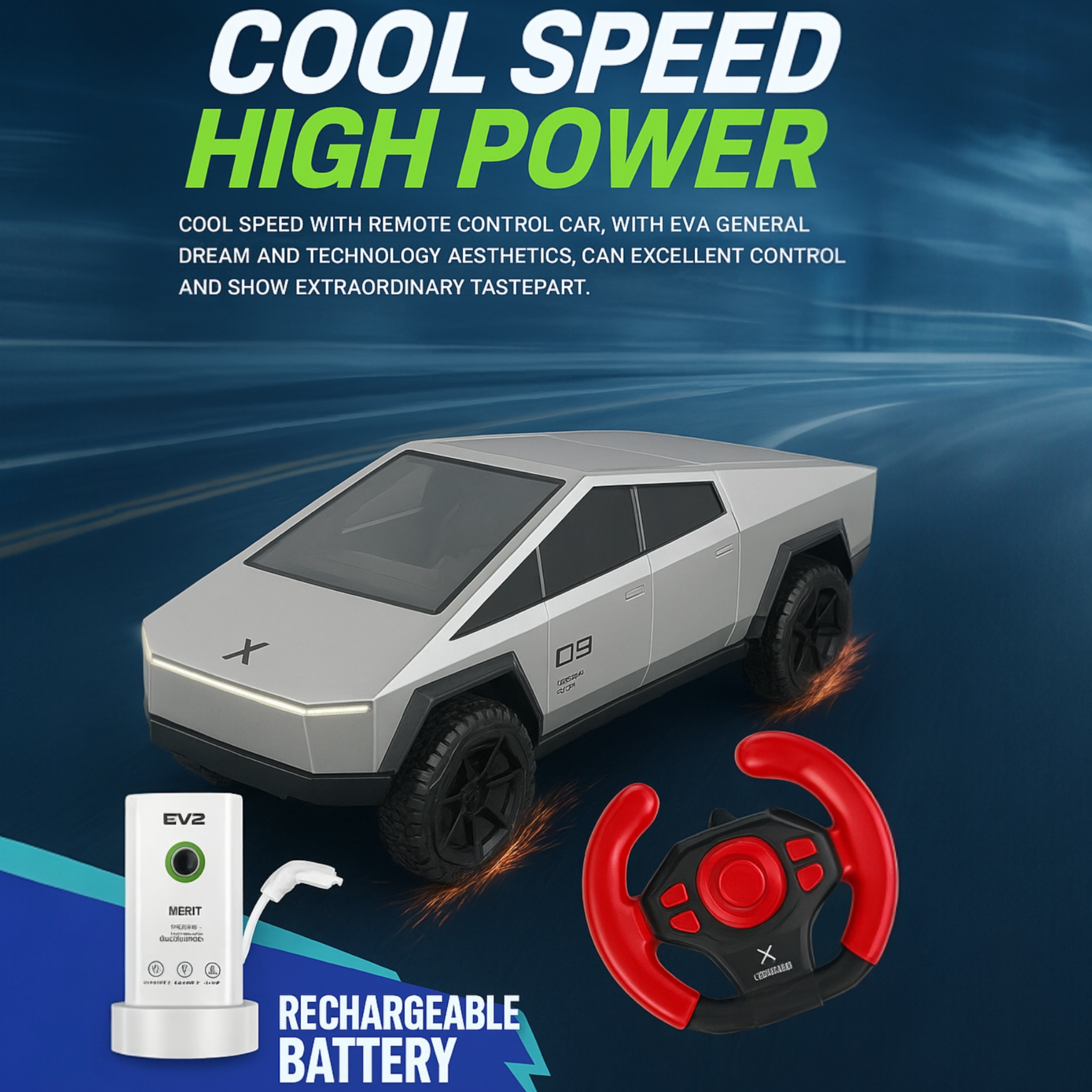 Remote Control Cybe Urban Cars Cyber Truck EV2 High-Speed Remote Control Car