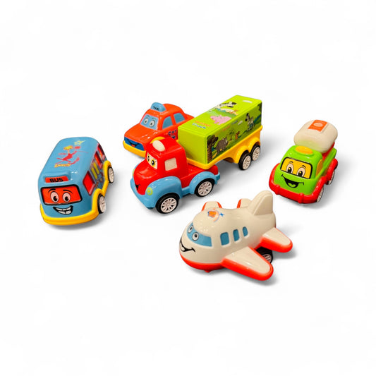 Set of 5 Toy Vehicles - Push and Go Crawling Toys