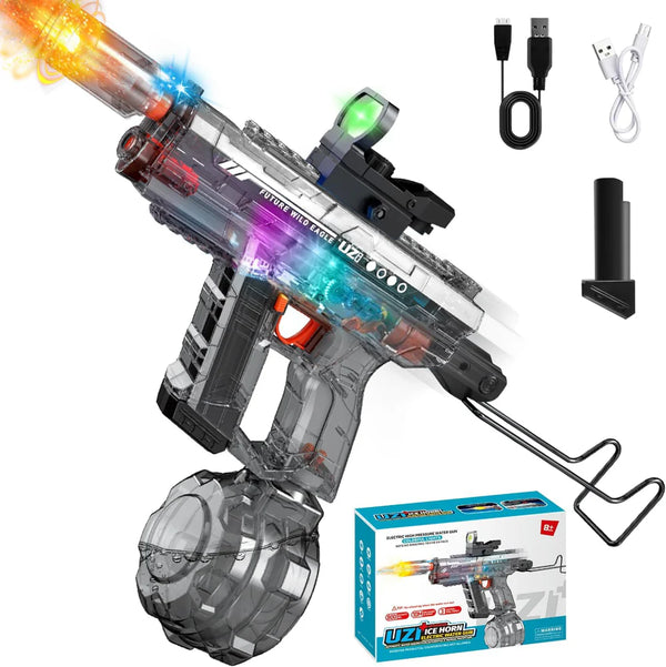 Electric UZI Ice Horn Water Gun With Light Muzzle