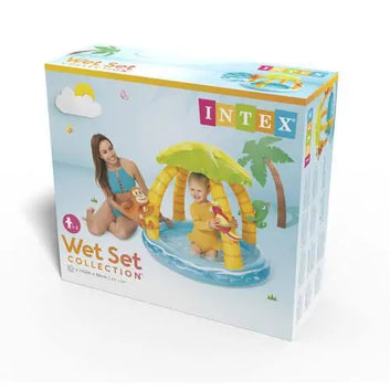INTEX Inflatable Tropical Island Pool with Padded Floor and Parasol 102×86 cm – 58417