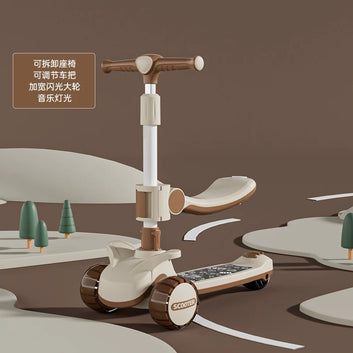 Happy Kids Seat Scooter With Light & Music - Brown