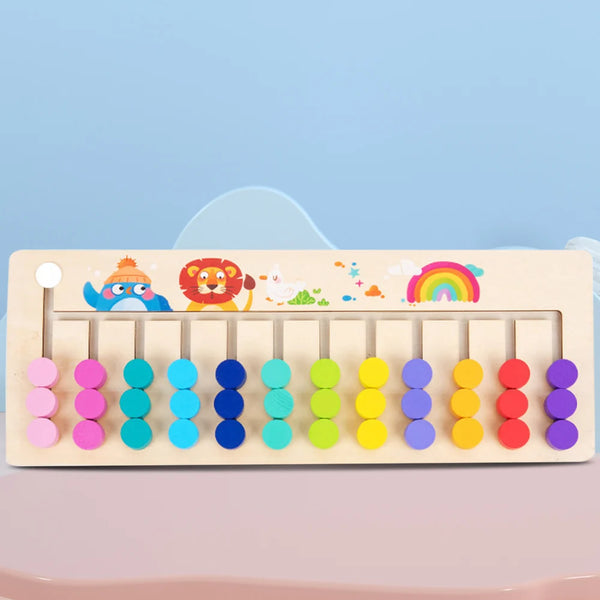Montessori Wooden 12 Color Slide Puzzle Board