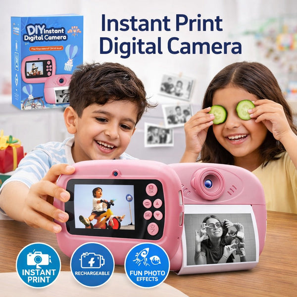 Kids Cute Panda Themed Instant Digital Print Camera - Pink