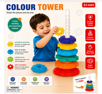 Rainbow Tower 5 Pcs Spinning Circle | Spinning Circle Toy For Kids